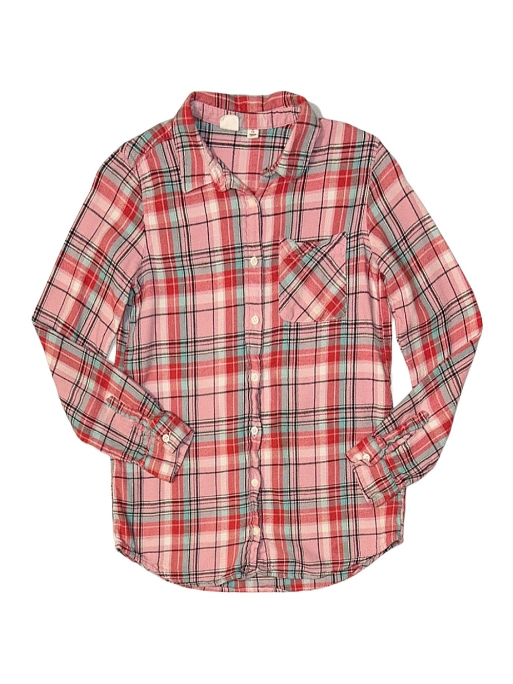 GAP Girl's Pink Plaid Button Down Long Sleeve Top Size XL 12